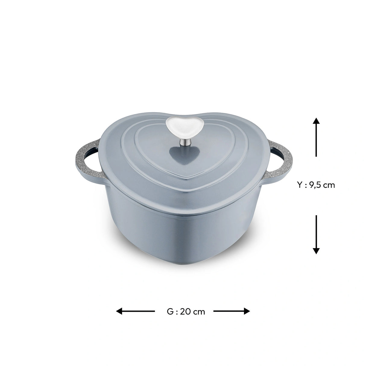 Emsan Heart Döküm Pot, Grey