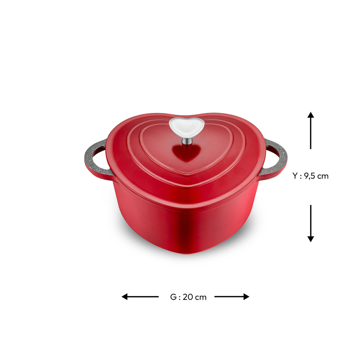 Emsan Heart Döküm Pot, Red